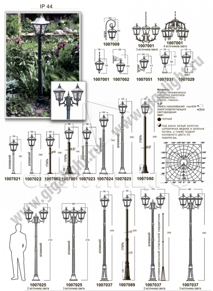 Садово-парковые светильники 1007 в Анапе 1